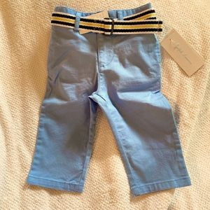 NWT Baby Boy 9 months Ralph Lauren baby blue khaki slacks with RL belt.